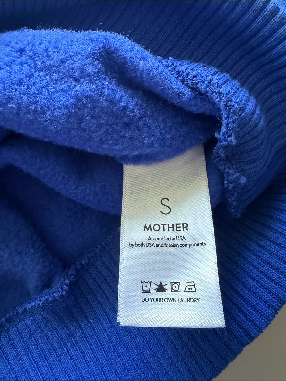 MOTHER Blue Cropped Crewneck Sweatshirt - Picture 3 of 4